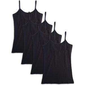 4-Pack Cotton Shelf Bra Camisole Cami Tank 1632 Black New NWT
